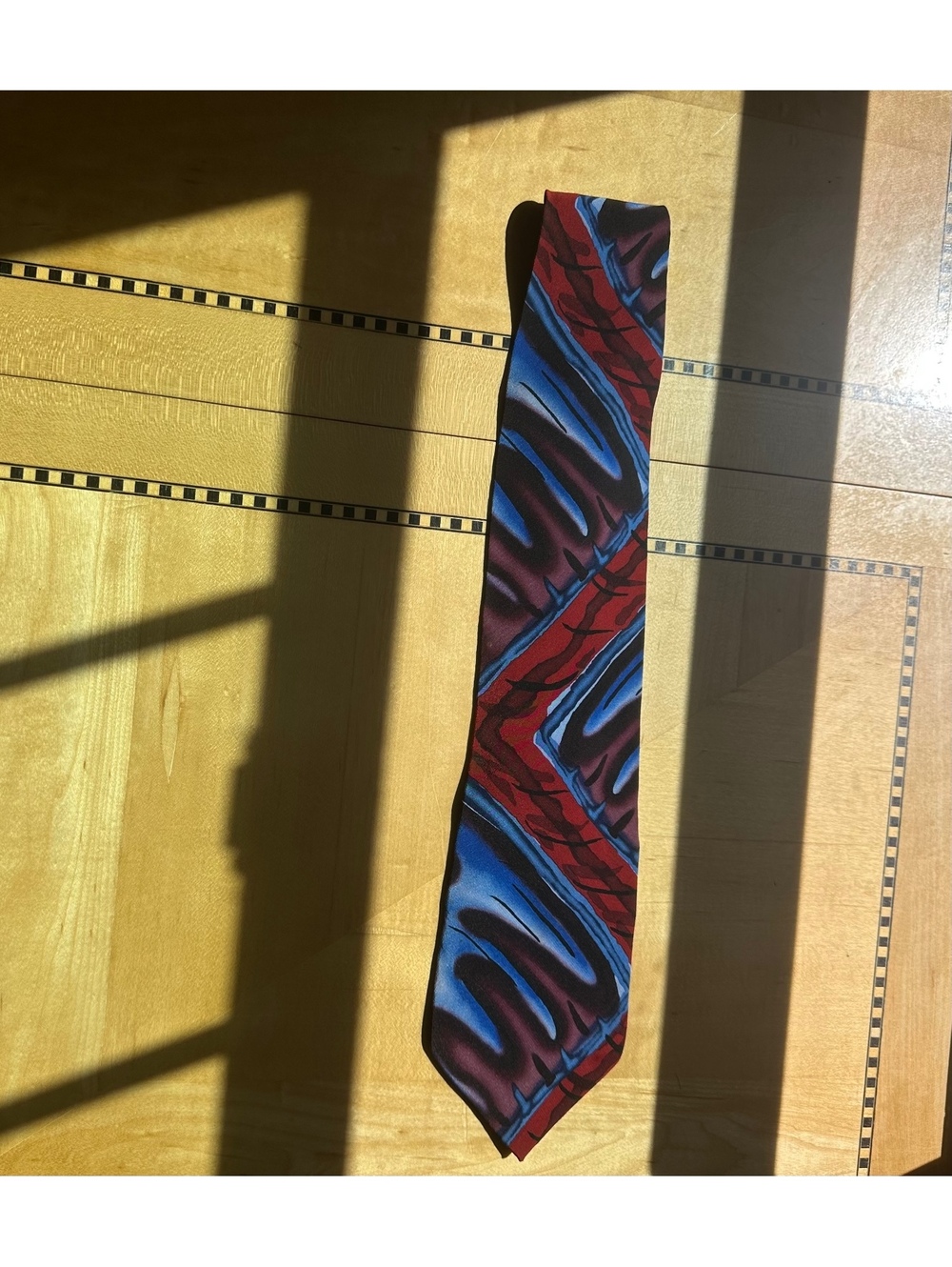 J. Garcia Abstract Pattern Silk Tie in Red and Blue